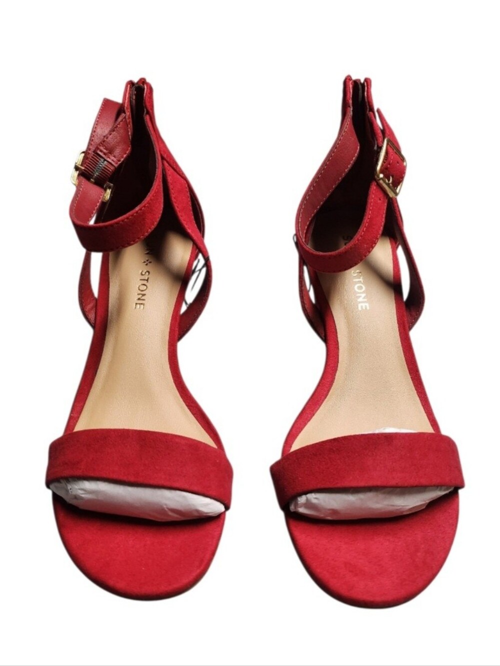 Sun + Stone Women's Jossie Faux Suede Wedge Sandals in red Size 8.5 - Picture 5 of 11